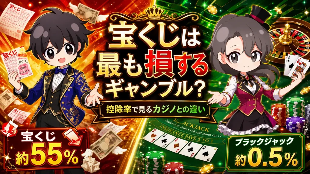 宝くじ、ギャンブル、損、カジノ