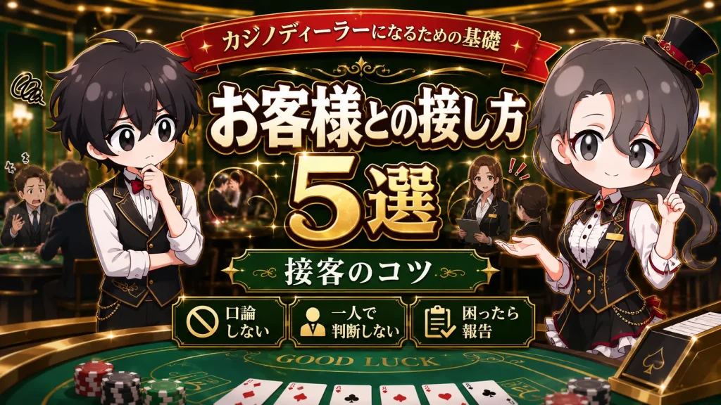 カジノディーラー、基礎、お客様、礼儀
