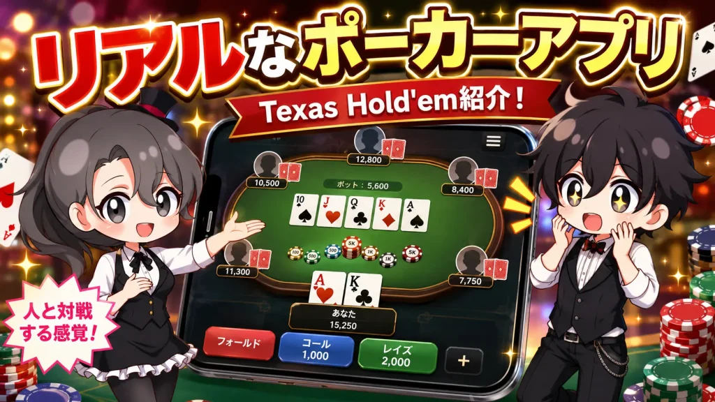 ポーカー、アプリ、Texas Holde'em