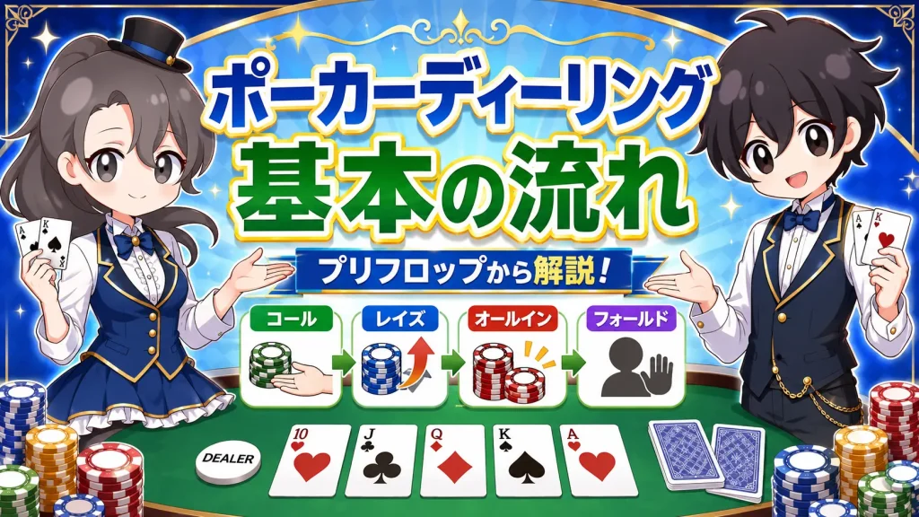 ポーカー、テキサスホールデム、ディーラー、基本、ディーリング