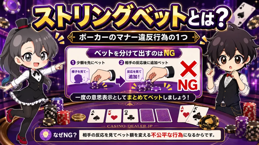 ストリングベット、チェーンベット、ポーカー、テキサスホールデム、カジノ