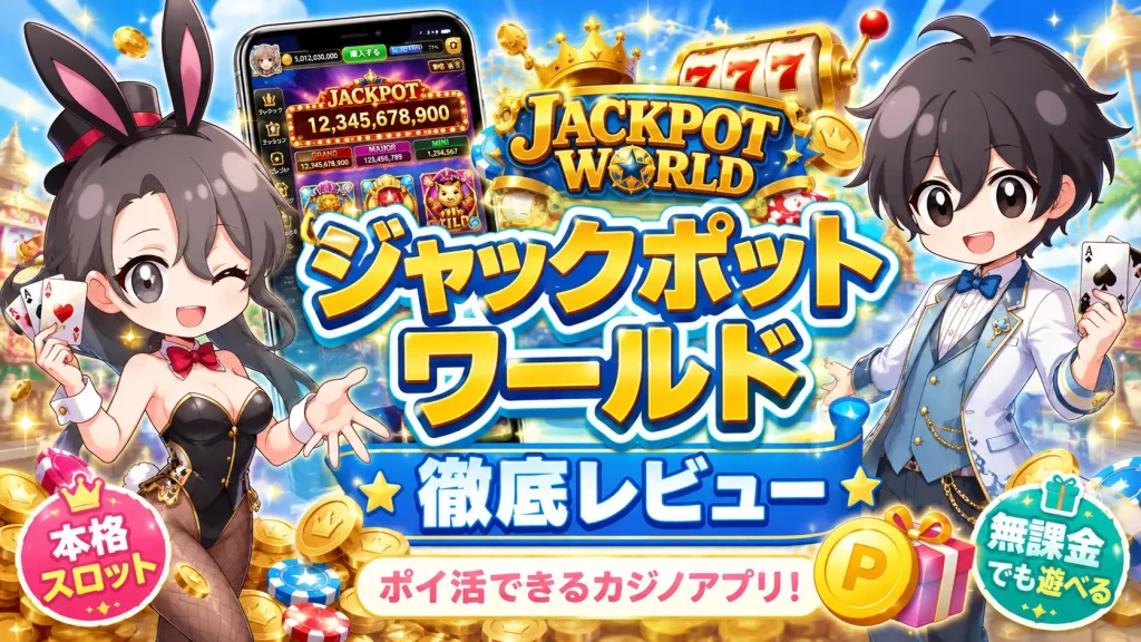 カジノ、アプリ、ジャックポットワールド、ポイント、ポイ活、スロット