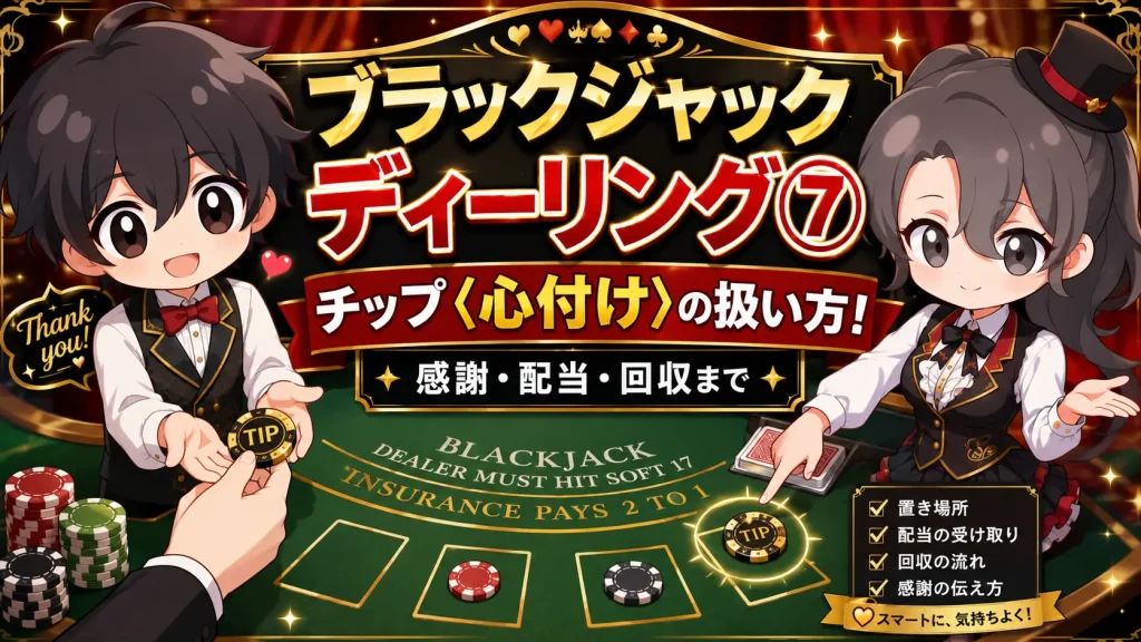 カジノ、ブラックジャック、ディーリング、ディーラー、チップ、心付け