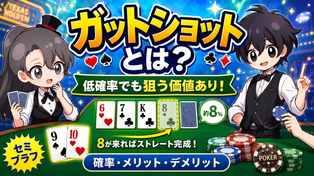 カジノ、ポーカー、テキサスホールデム、ガットショット、casino、ポーカー、gutshot