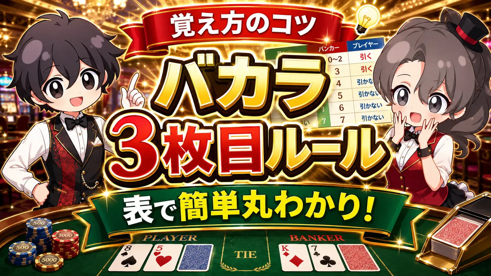 バカラ、カジノ、遊び方、ルール、ディーラー、ディーリング、覚え方、コツ