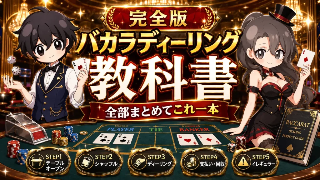 カジノ、casino、ディーラー、dealer、バカラ、baccarat、ディーリング、dealing、教科書、まとめ、完全版