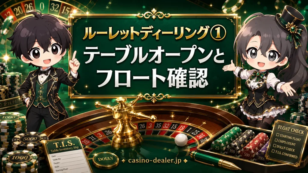 ルーレット, ディーリング, カジノディーラー, テーブルオープン, フロート, T.I.S., チップ, カジノ